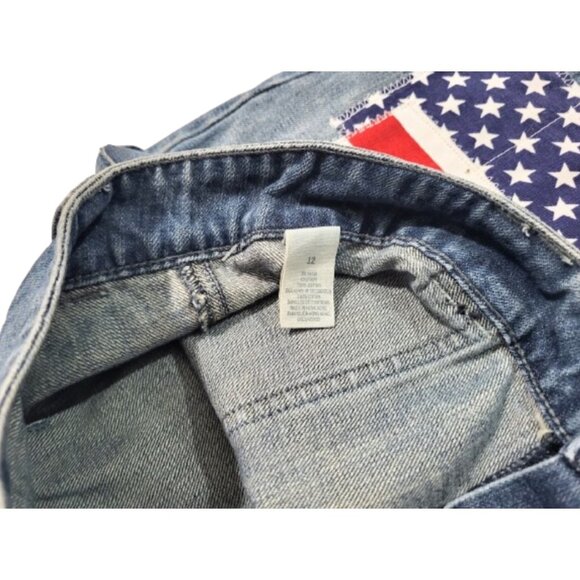 AMERICAN EAGLE Refashioned Upcycled Distressed Denim Jean Skirt - Women's 12 - Picture 4 of 4